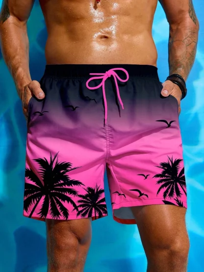 Gradient Swim Shorts with Silhoutte Print - Image 5