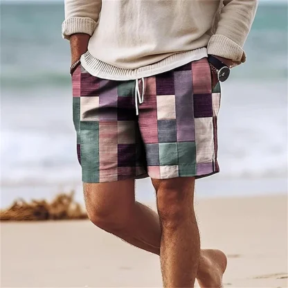 Printed Patchwork Men's Board Shorts - Image 10