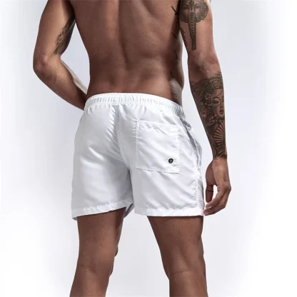 Elastic Waist Solid Swim Shorts - Image 4