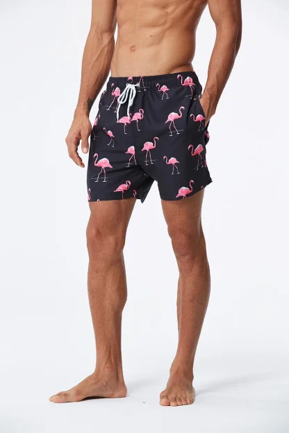 Elastic Waist Swim Short with Pinstripe Pattern - Image 7