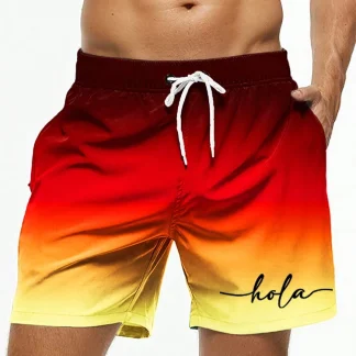 Breathable Swim Shorts with Gradient Design