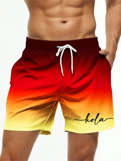 Breathable Swim Shorts with Gradient Design