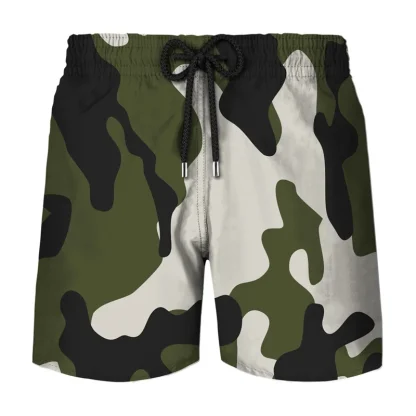 Camouflage Print Swim Short with Drawstring - Image 6