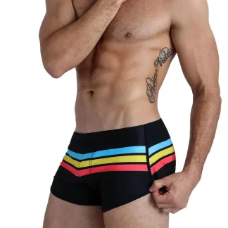 Multicolor Stripe Sexy Swim Trunks