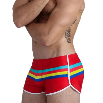 Multicolor Stripe Sexy Swim Trunks - Image 13