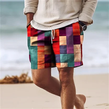 Printed Patchwork Men's Board Shorts - Image 3