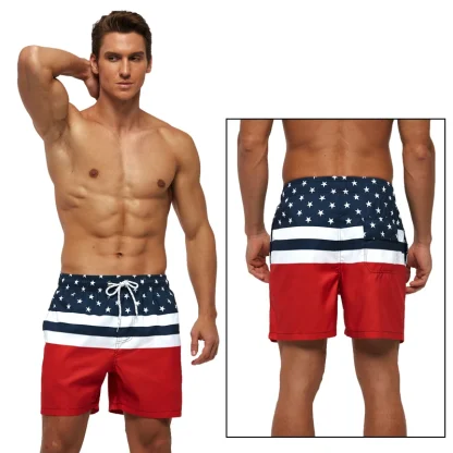 Elastic Waist Swim Short with Pinstripe Pattern - Image 6