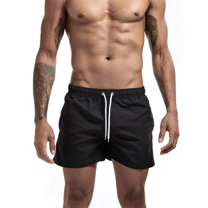 Elastic Waist Solid Swim Shorts - Image 6