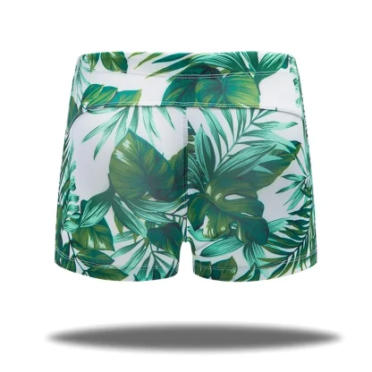 Fitted Swim Trunks with Tropical Print - Image 3