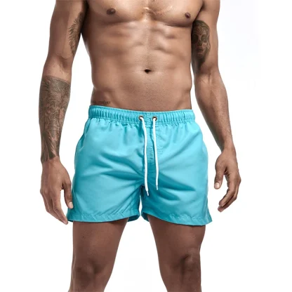 Elastic Waist Solid Swim Shorts