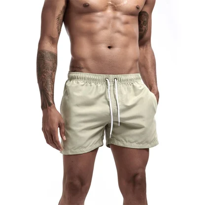 Elastic Waist Solid Swim Shorts - Image 11