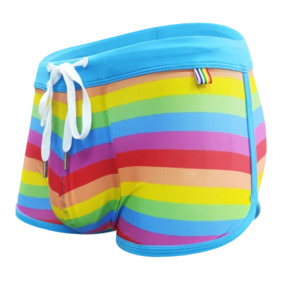 Colorful Stripe Swim Trunks with Drawstring - Image 7