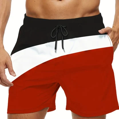 Trendy Board Shorts with Color Block - Image 3