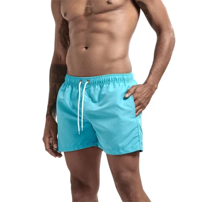 Elastic Waist Solid Swim Shorts - Image 14