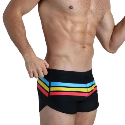 Multicolor Stripe Sexy Swim Trunks - Image 2