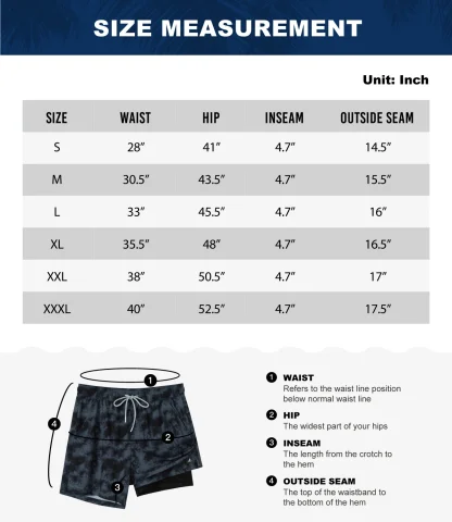Quick Dry Swim Shorts with Compression Liner - Image 4