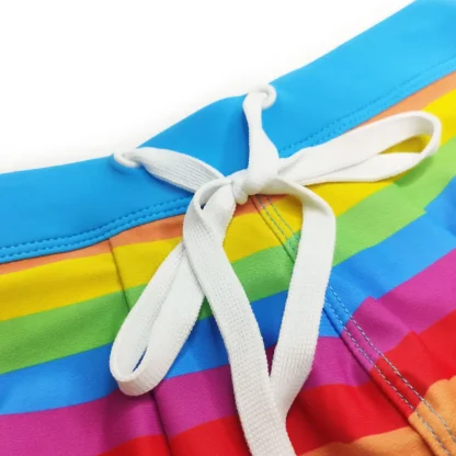 Colorful Stripe Swim Trunks with Drawstring - Image 5