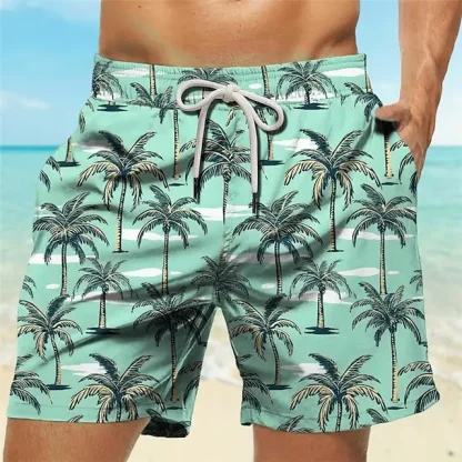 Palm Tree Print Drawstring Board Shorts