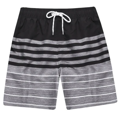 Elastic Waist Swim Short with Pinstripe Pattern - Image 9