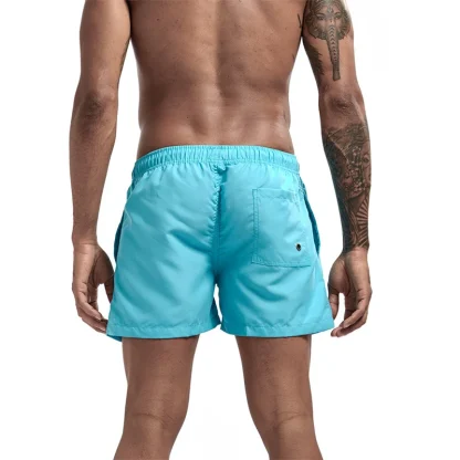 Elastic Waist Solid Swim Shorts - Image 15