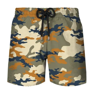 Camouflage Print Swim Short with Drawstring