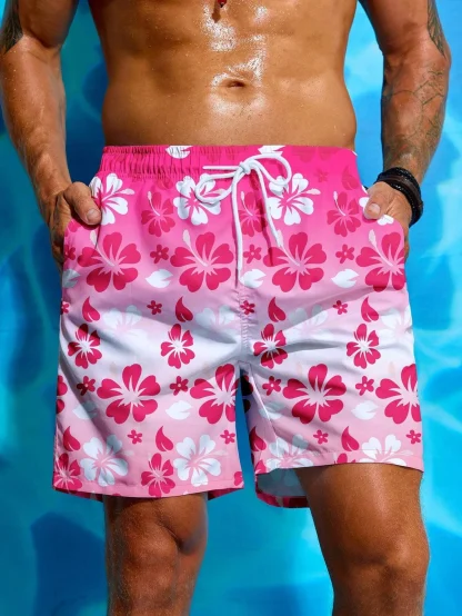 Drawstring Swim Short with Floral Print - Image 4