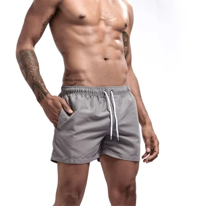 Elastic Waist Solid Swim Shorts - Image 9