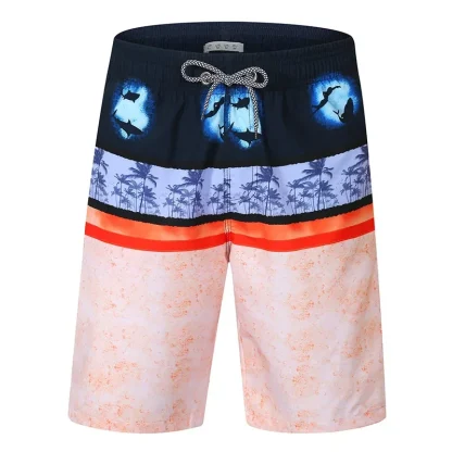 Striped Gradient Board Short with Drawstring - Image 3