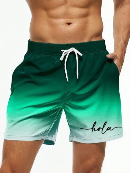 Breathable Swim Shorts with Gradient Design - Image 3