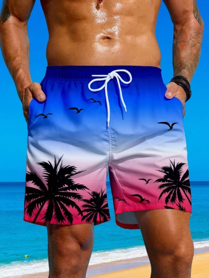 Gradient Swim Shorts with Silhoutte Print - Image 10