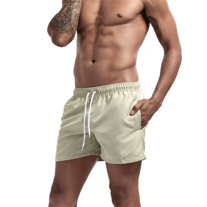 Elastic Waist Solid Swim Shorts - Image 12