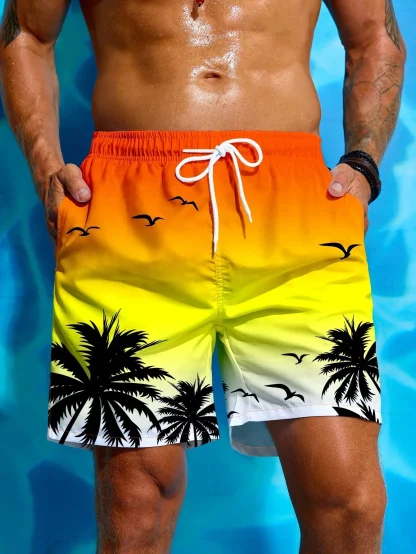 Gradient Swim Shorts with Silhoutte Print - Image 9