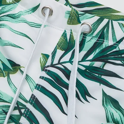 Fitted Swim Trunks with Tropical Print - Image 7
