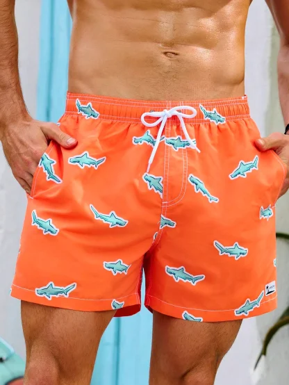 Printed Sharks Swim Shorts with Side Pocket - Image 2