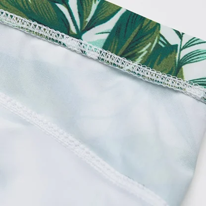 Fitted Swim Trunks with Tropical Print - Image 9