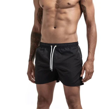 Elastic Waist Solid Swim Shorts - Image 7