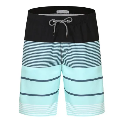 Striped Gradient Board Short with Drawstring - Image 4