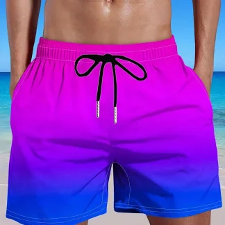 Plus Size Board Shorts with Gradient Design