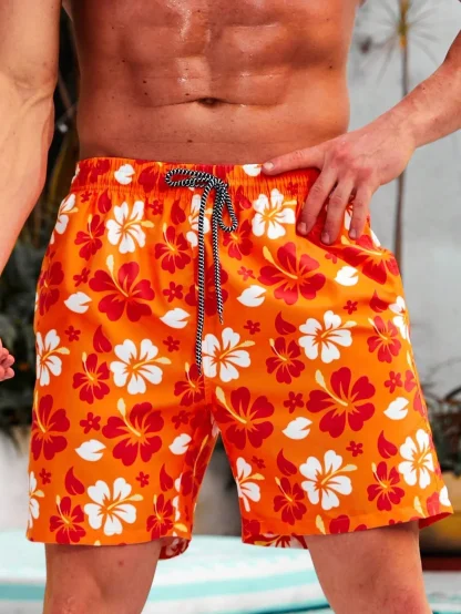 Drawstring Swim Short with Floral Print