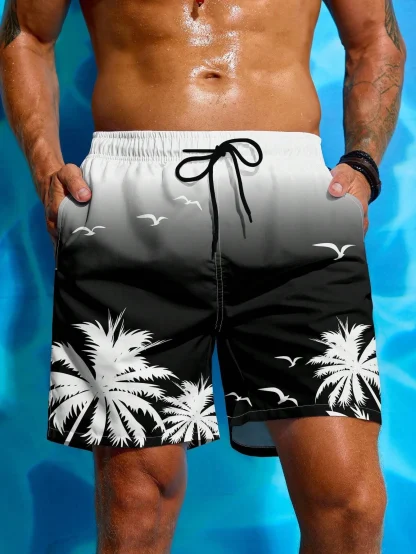 Gradient Swim Shorts with Silhoutte Print - Image 6
