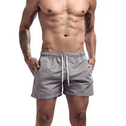 Elastic Waist Solid Swim Shorts - Image 8