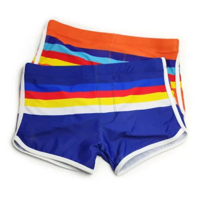 Multicolor Stripe Sexy Swim Trunks - Image 4