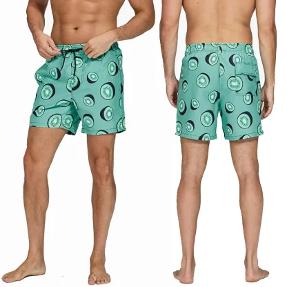 Elastic Waist Swim Short with Pinstripe Pattern - Image 3