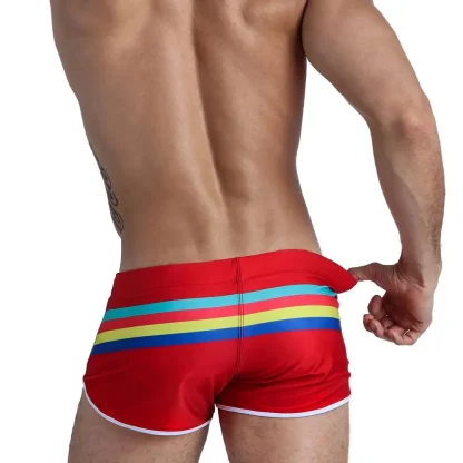Multicolor Stripe Sexy Swim Trunks - Image 12