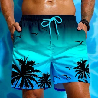 Gradient Swim Shorts with Silhoutte Print