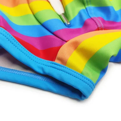 Colorful Stripe Swim Trunks with Drawstring - Image 12