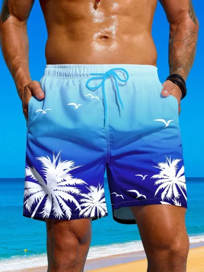 Gradient Swim Shorts with Silhoutte Print - Image 4
